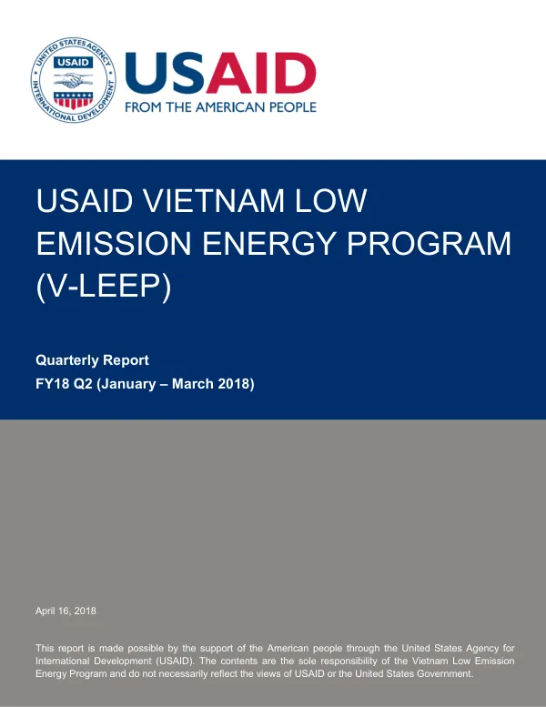 USAID Vietnam Low Emission Energy Program (V-LEEP) Quarterly Report FY18 Q2 (January – March 2018)
