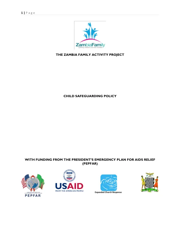The Zambia Family Activity Project: Child Safeguarding Policy