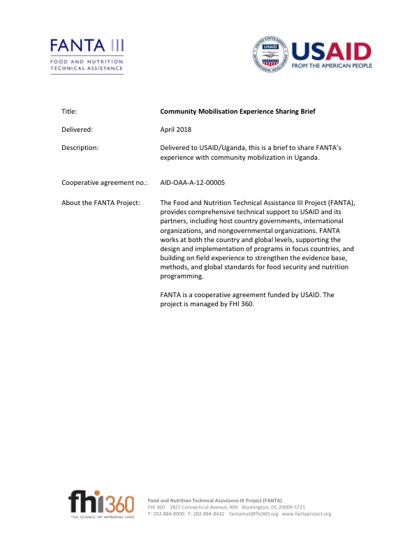 Community Mobilisation Experience Sharing Brief