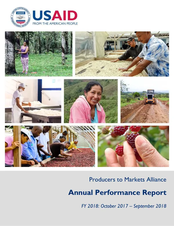 Producers to Markets Alliance | FY 2018 Annual Performance Report