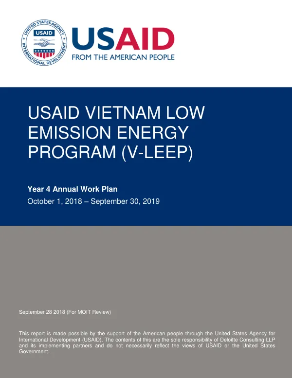USAID Vietnam Low Emission Energy Program (V-LEEP) Year 4 Annual Work Plan