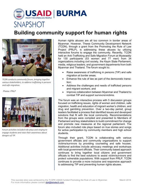 Promoting the Rule of Law in Myanmar: Success Story