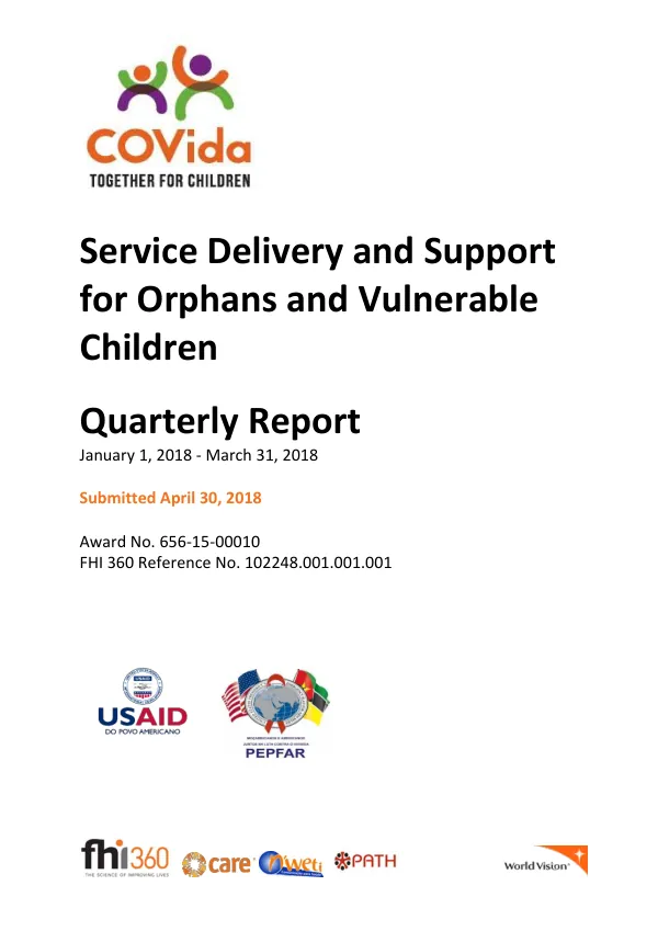 Service Delivery and Support for Orphans and Vulnerable Children Quarterly Report January 1, 2018 - March 31, 2018