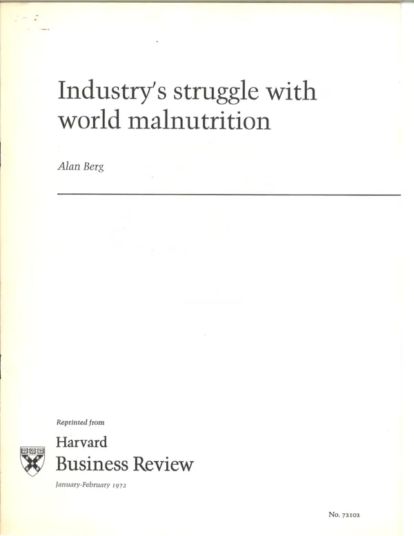 Industry’s struggle with world malnutrition