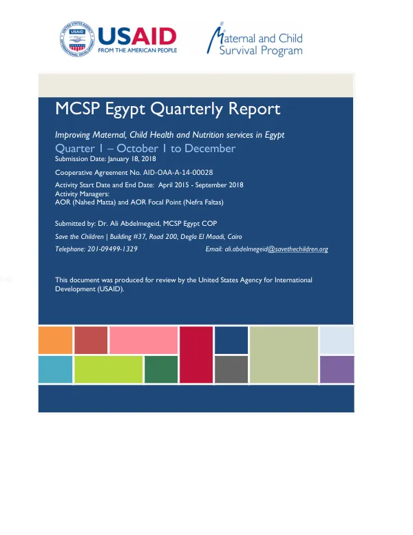 MCSP Egypt Quarterly Report