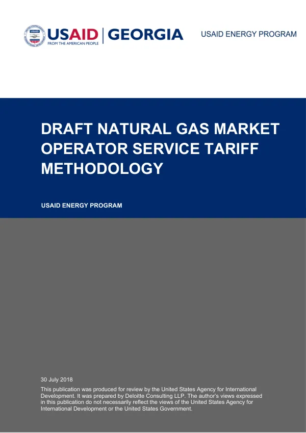 Draft Natural Gas Market Operator Service Tariff Methodology