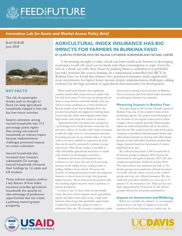 Agricultural Index Insurance Has Big Impacts for Farmers in Burkina Faso