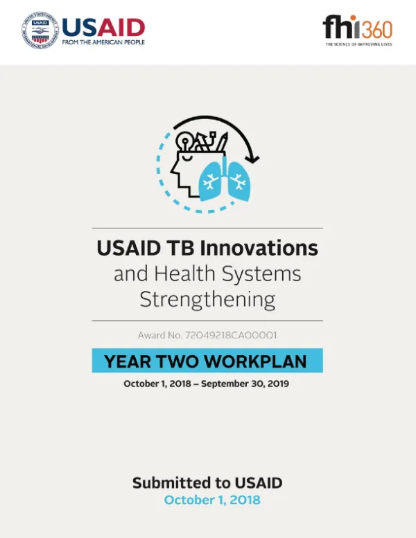 TB Innovations and Health Systems Strengthening | Work plan Oct 2018–Sept 2019
