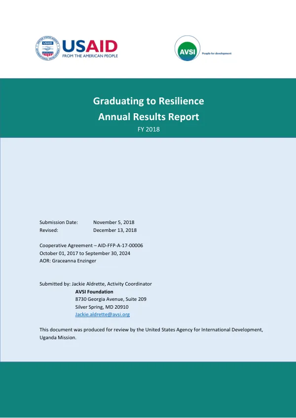 Graduating to Resilience Annual Results Report FY 2018
