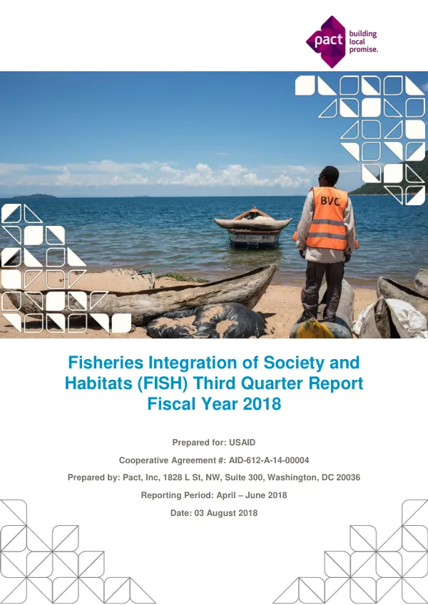 Fisheries Integration of Society and Habitats (FISH) Third Quarter Report Fiscal Year 2018