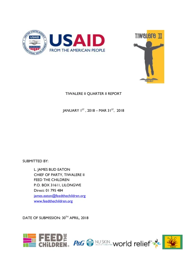 Tiwalere II FY18 Q1 Report – Malawi