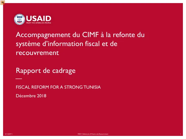 Fiscal Reform for a Strong Tunisia: Refonte du SI Fiscal et de Recouvrement