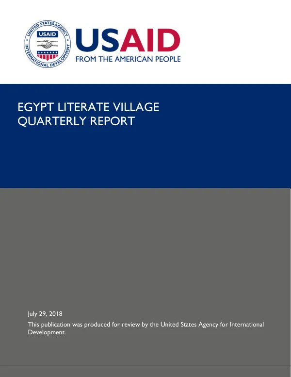 Egypt Literate Village Quarterly Report (April 1– June 30, 2018)