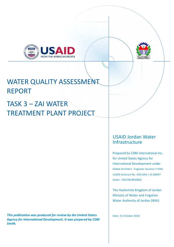 Water Quality Assessment Report - ZAI: Task 3 – Zai Water Treatment Plant Project