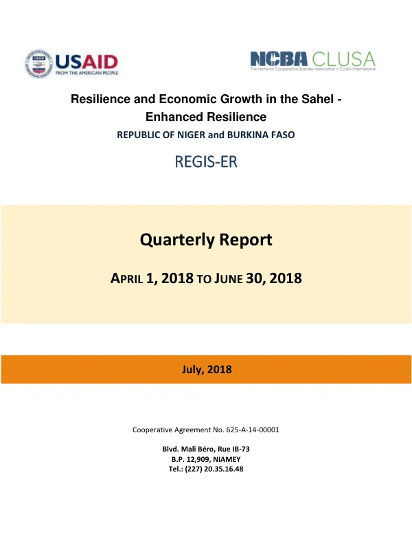 Resilience and Economic Growth in the Sahel - Enhanced Resilience REPUBLIC OF NIGER and BURKINA FASO REGIS-ER