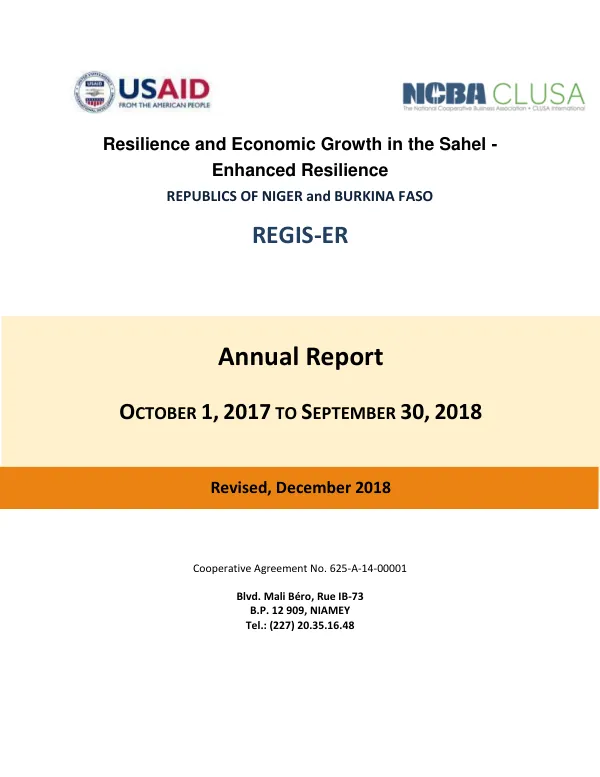 Resilience and Economic Growth in the Sahel - Enhanced Resilience