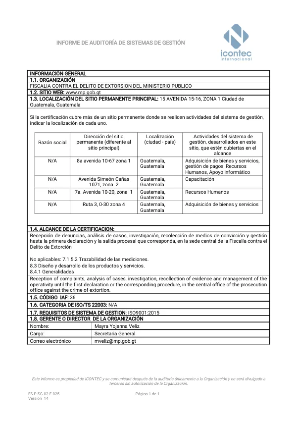 Informe de Auditoría de Sistemas de Gestión