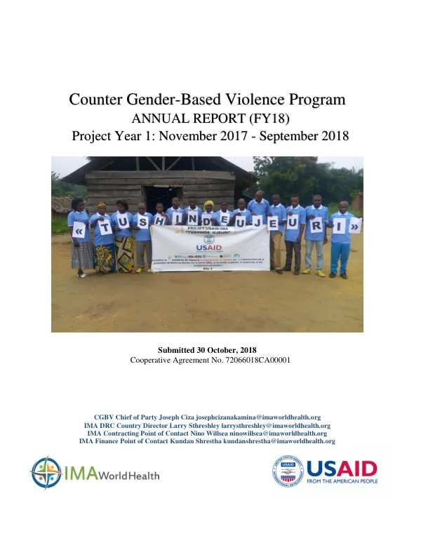 Counter Gender-Based Violence Program ANNUAL REPORT (FY18)