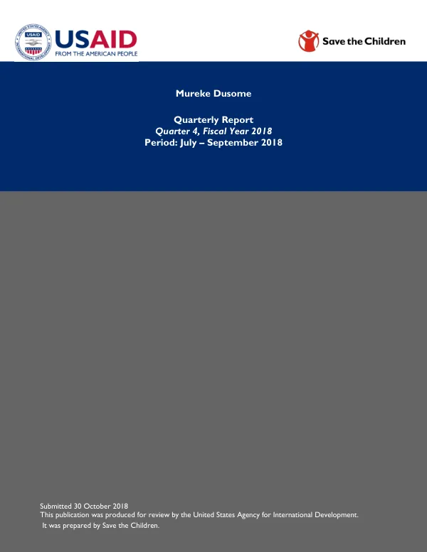 Mureke Dusome Quarterly Report for the Period July – September 2018