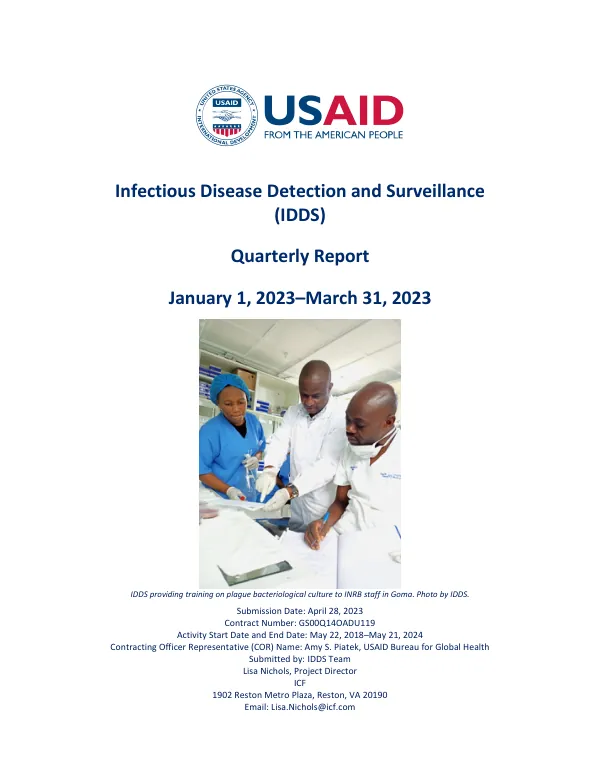 Infectious Disease Detection and Surveillance (IDDS) Quarterly Report