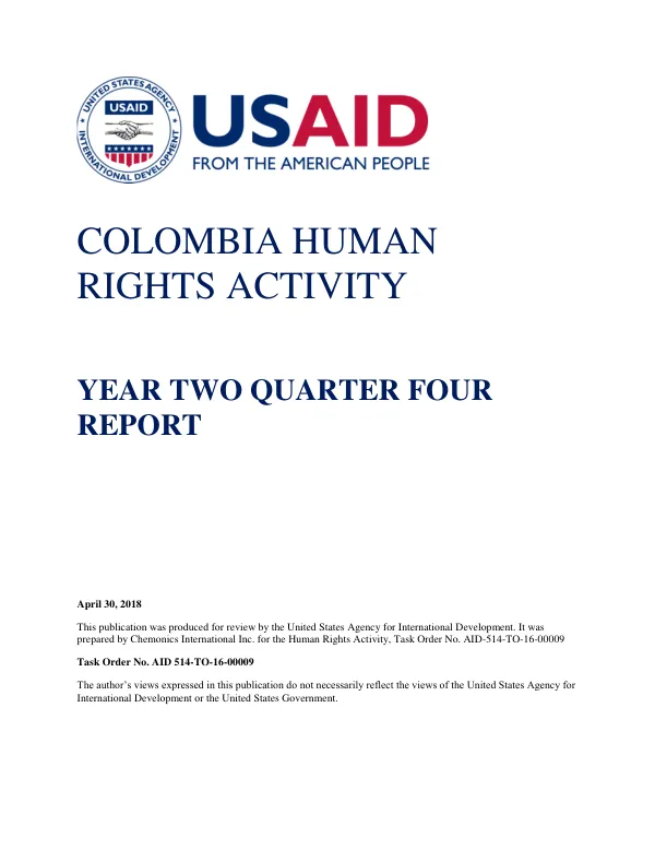 Colombia Human Rights Activity Year Two Quarter Four Report