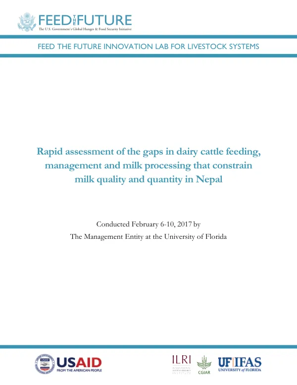 Rapid assessment of the gaps in dairy cattle feeding, management and milk processing that constrain milk quality and quantity in Nepal