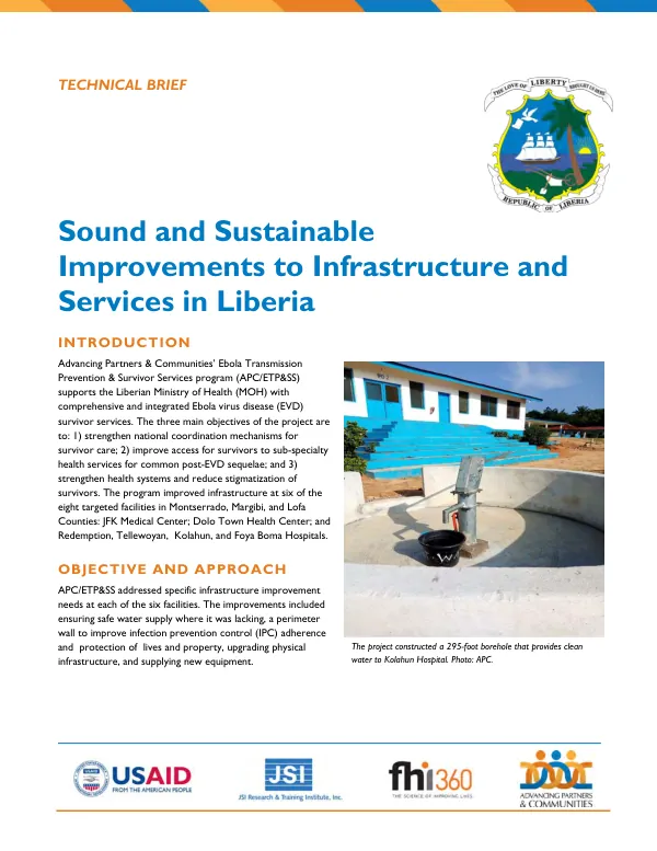 Sound and Sustainable Improvements to Infrastructure and Services in Liberia