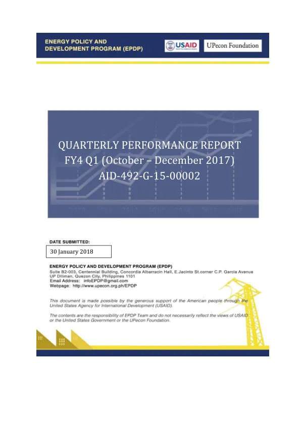 Quarterly Performance Report FY4 Q1 (October – December 2017)