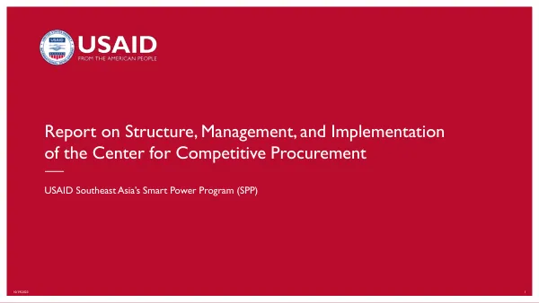 Report on Structure, Management, and Implementation of the Center for Competitive Procurement