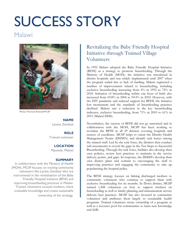MCSP Malawi EX3 Success Story