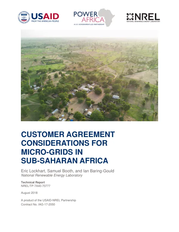 Customer Agreement Considerations for Micro-Grids in Sub-Saharan Africa