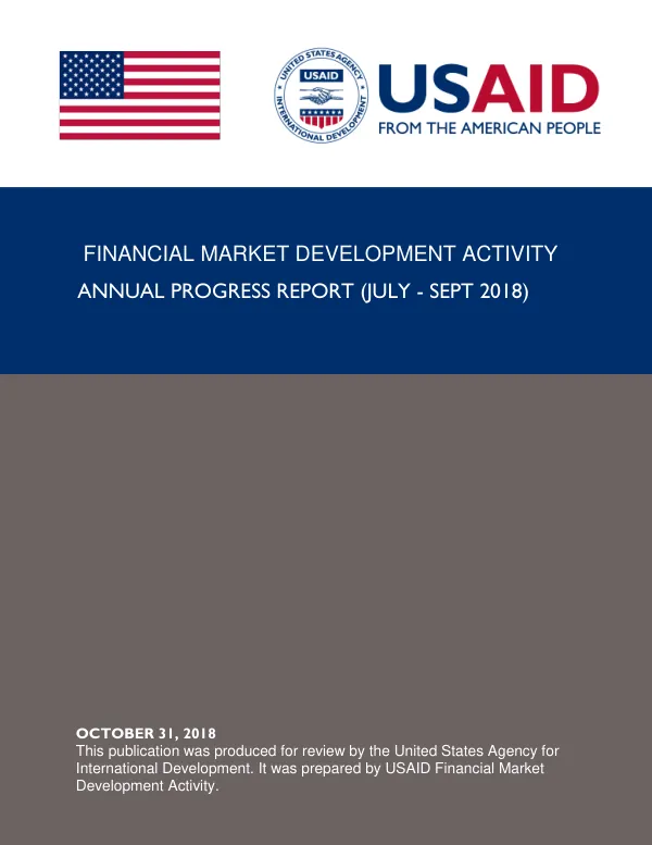 Financial Market Development Activity Annual Progress Report (July - Sept 2018)