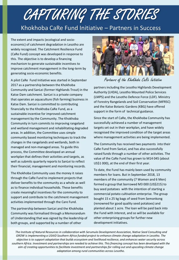 Khokhoba CaRe Fund Initiative – Partners in Success