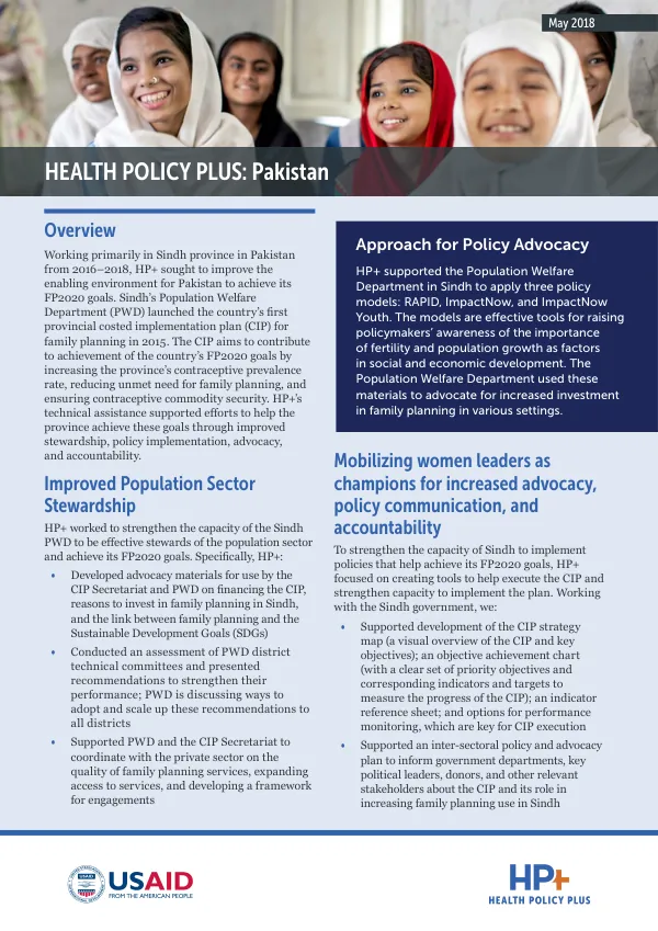 Health Policy Plus: Pakistan