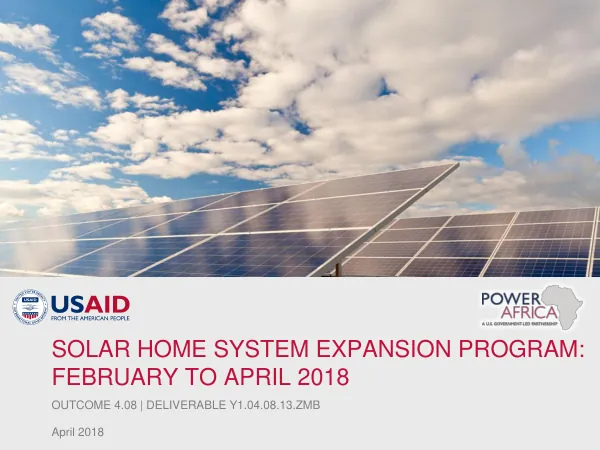 Solar Home System Expansion Program: Q1 Progress