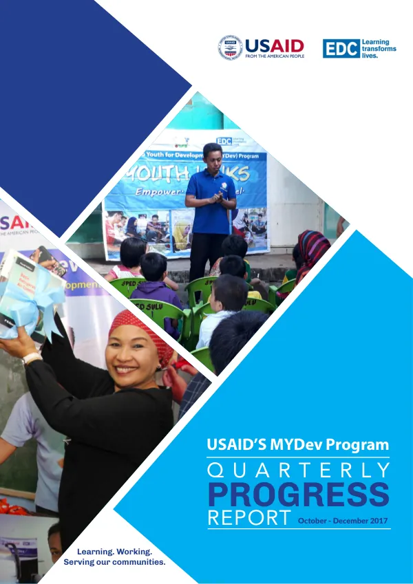 Mindanao Youth for Development (MYDev) Program's Quarterly Progress Report (QPR) covering the period October 1 – December 31, 2017 (FY18Q1)
