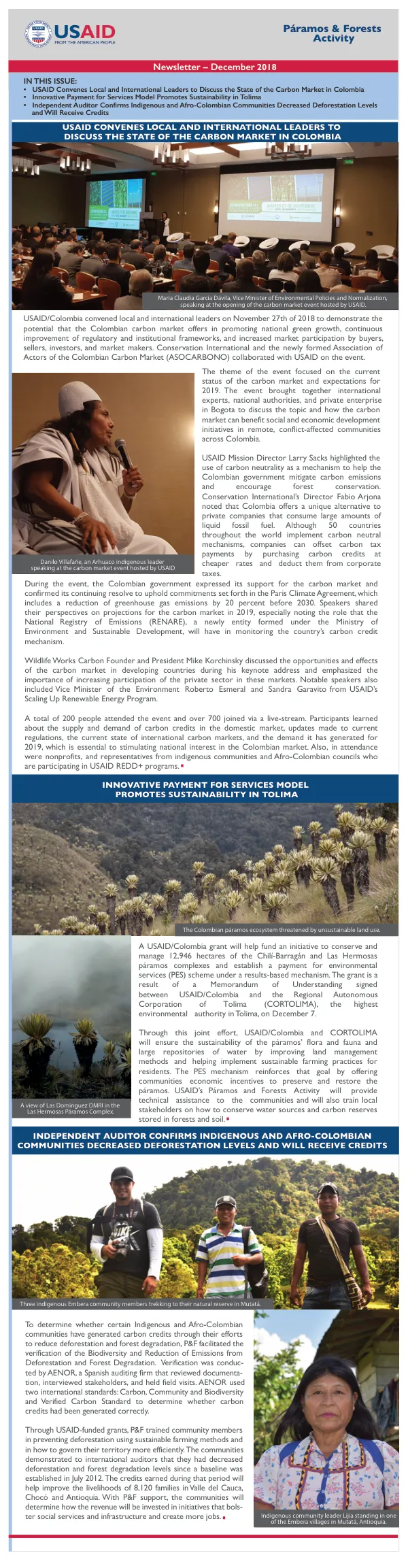 USAID Convenes Local and International Leaders to Discuss the State of the Carbon Market in Colombia