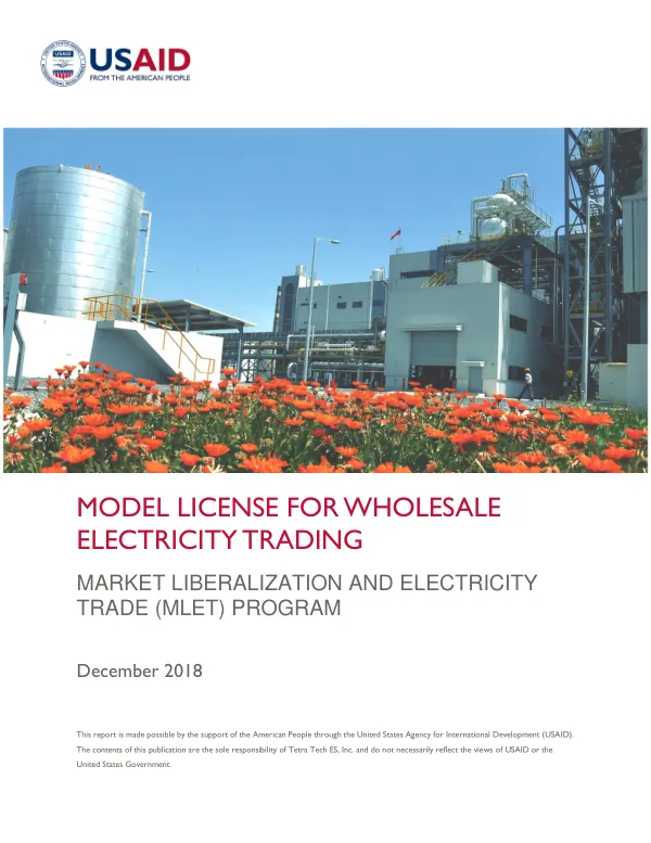 Model License for Wholesale Electricity Trading