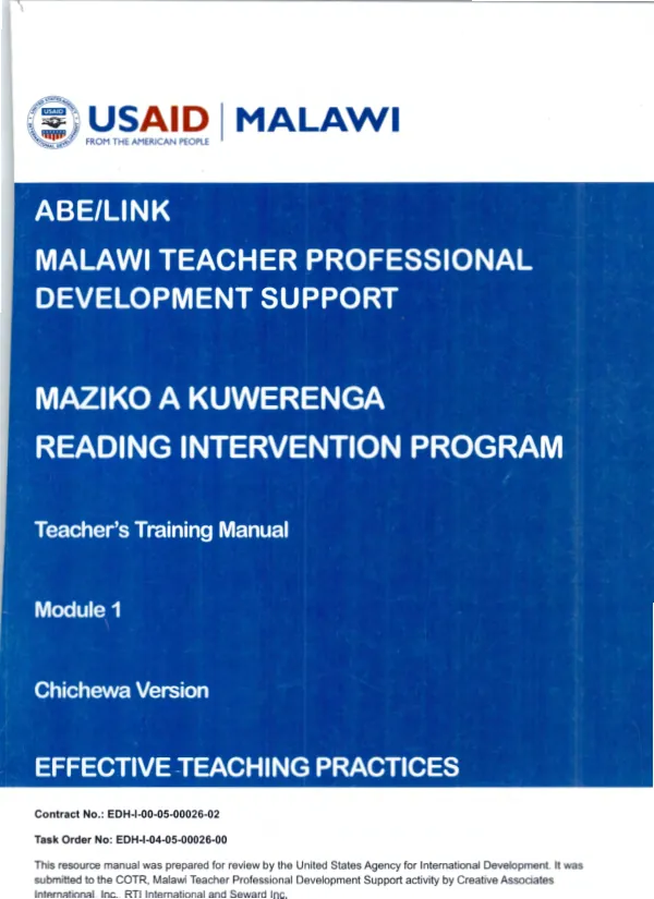 Malawi Teacher Professional Development Support Project (MTPDS) Teacher's Training Manual