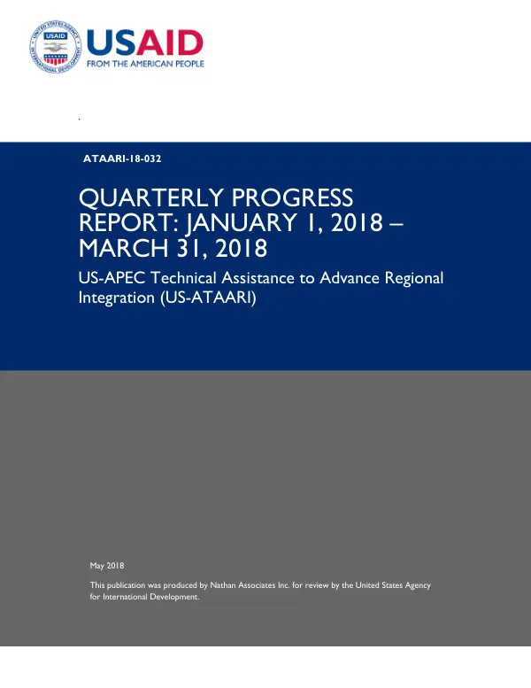 QUARTERLY PROGRESS REPORT: JANUARY 1, 2018 – MARCH 31, 2018