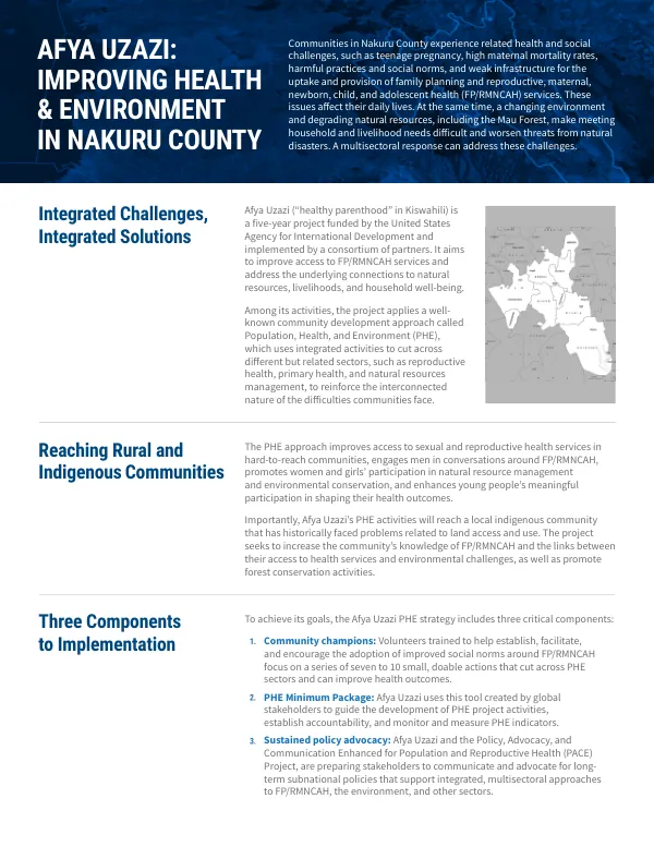 Afya Uzazi: Improving Health & Environment in Nakuru County