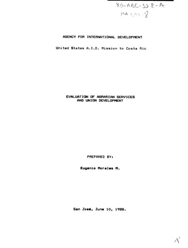 Evaluation of agrarian services and union development