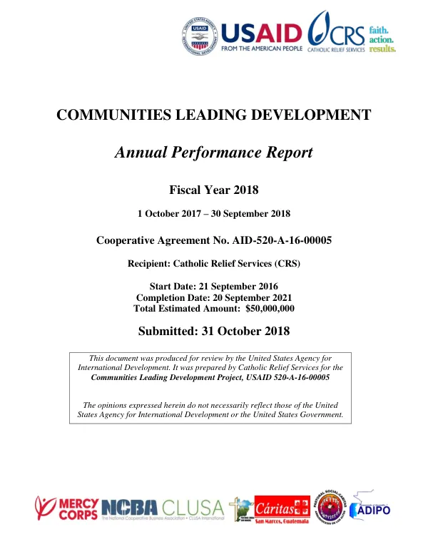 Annual Performance Report: Communities Leading Development Project
