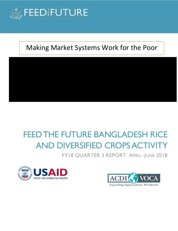 Feed the Future Bangladesh Rice and Diversified Crops (RDC) Activity FY2018 Quarter 3 Report