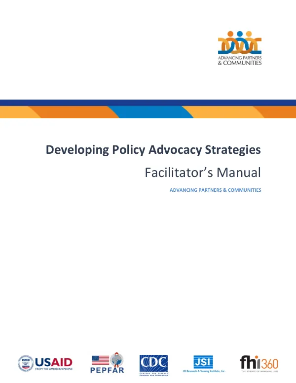 Developing Policy Advocacy Strategies: Facilitator's Manual