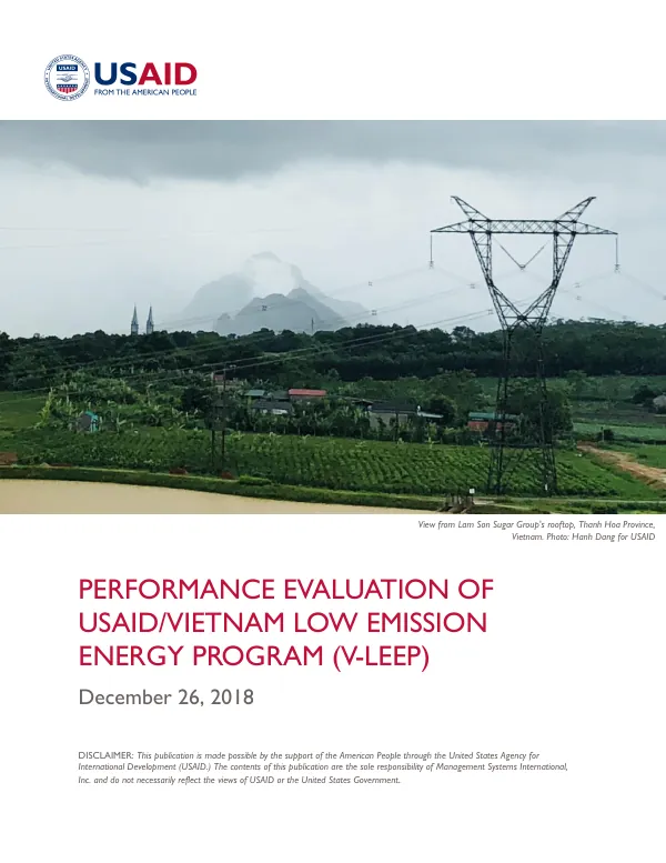 Performance Evaluation of USAID/Vietnam Low Emission Energy Program (V-LEEP)