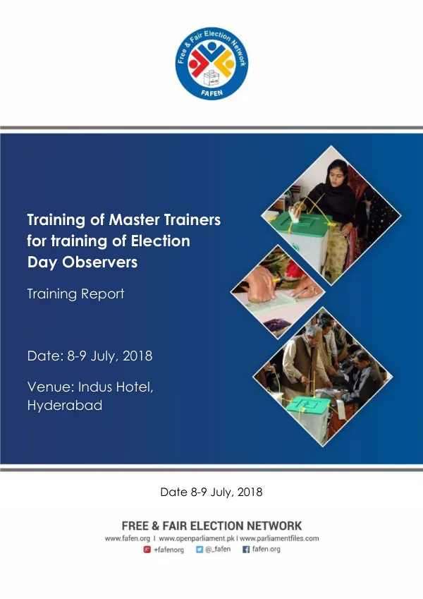 Training of Master Trainers for Election Day Observers Training Report