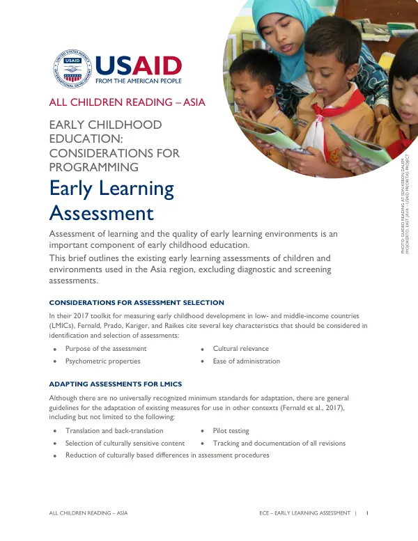 Early Learning Assessment for Early Childhood Education in Asia