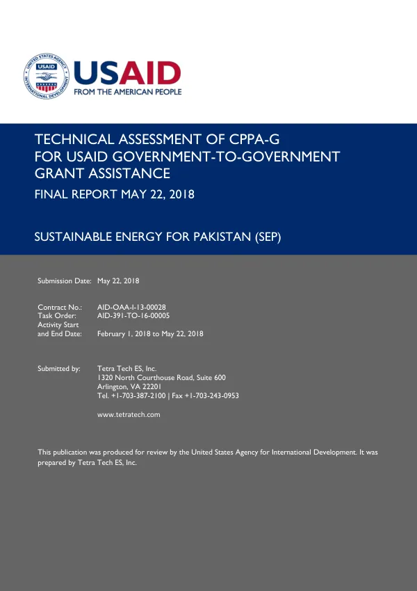 Technical Assessment of CPPA-G for USAID G2G Grant Assistance