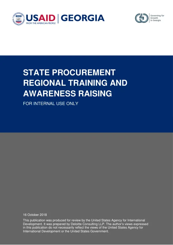 State Procurement Regional Training and Awareness Raising